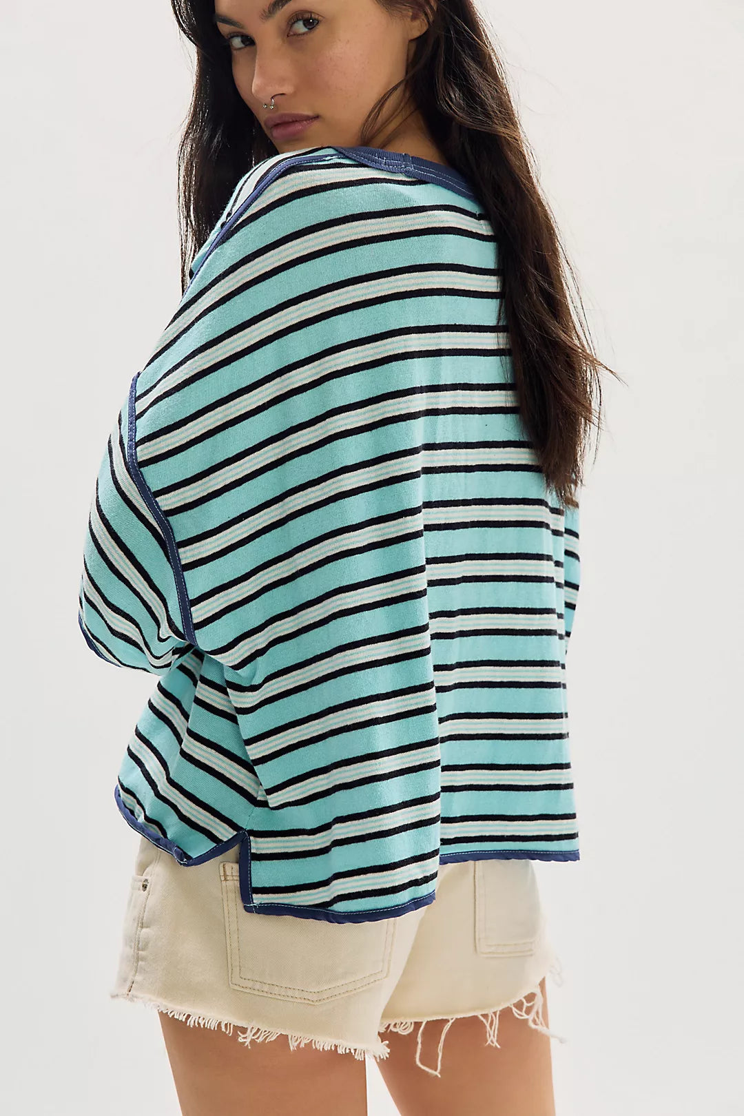 Free People We The Free Clean Rugby Tee - Striped Cropped T-Shirt