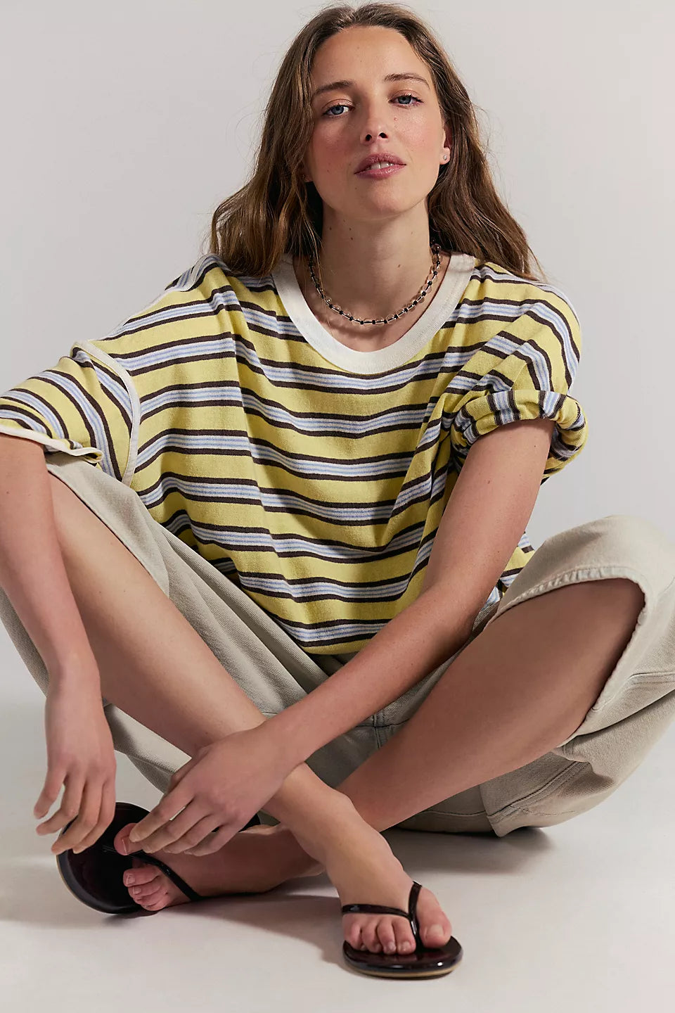 Free People We The Free Clean Rugby Tee - Striped Cropped T-Shirt