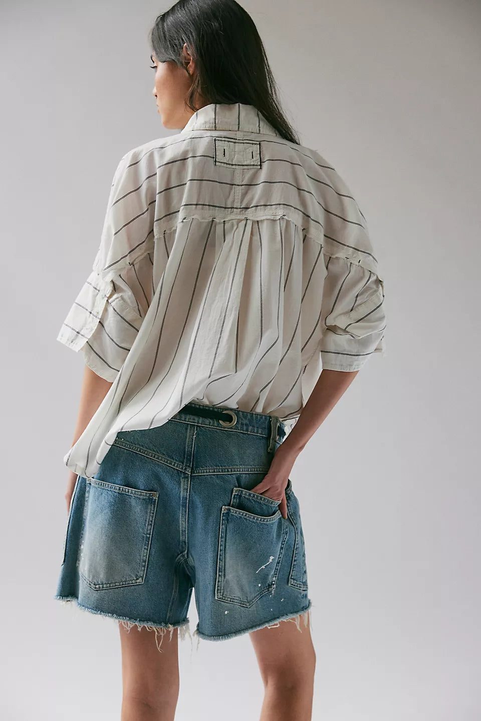 We The Free Moxie Barrel Shorts - Timeless Blue Denim Cut-Offs