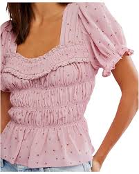 ADORE YOU BLOUSE in BLEACHED MAUVE COMBO FREE PEOPLE