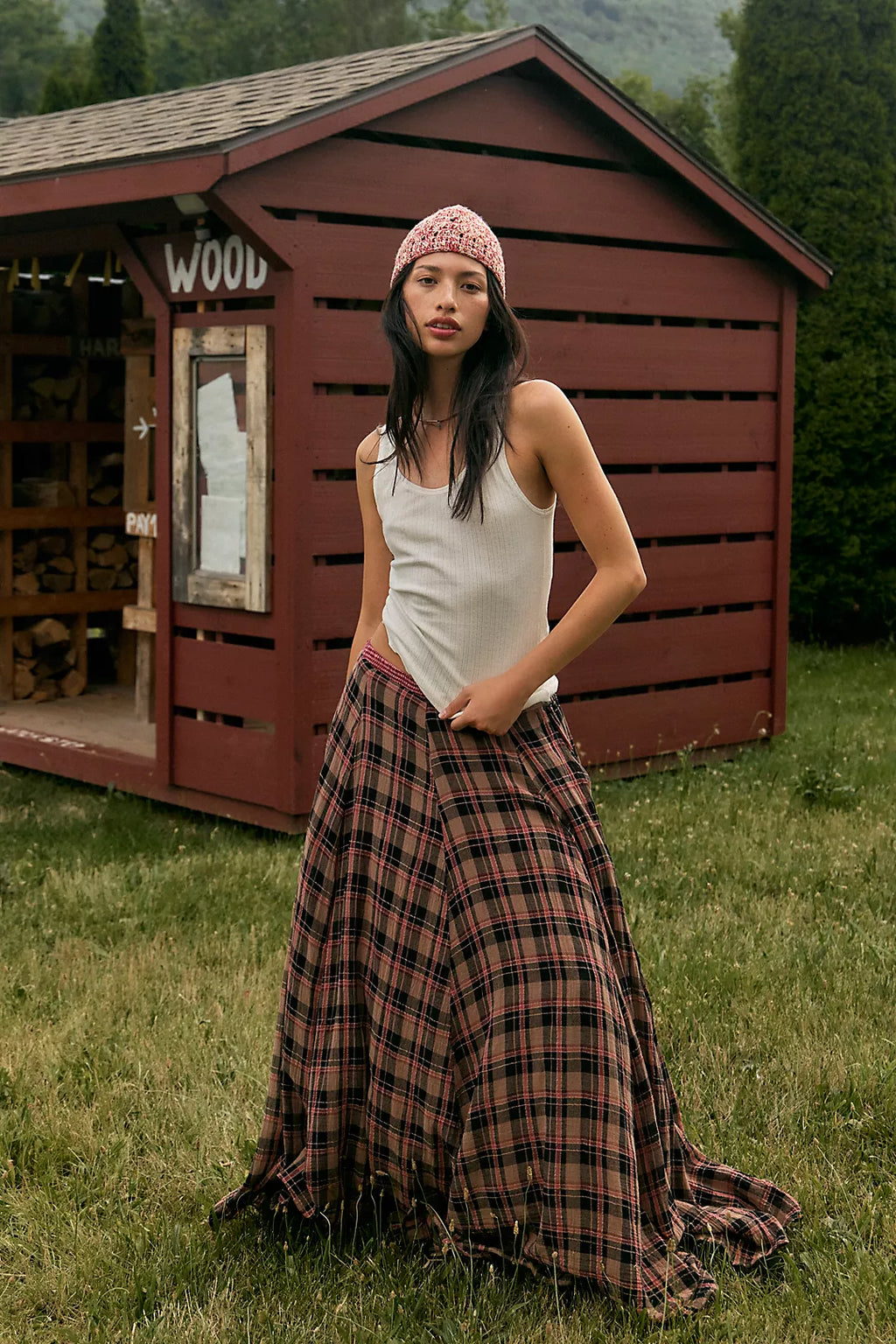 Free People Ives Plaid Maxi Skirt