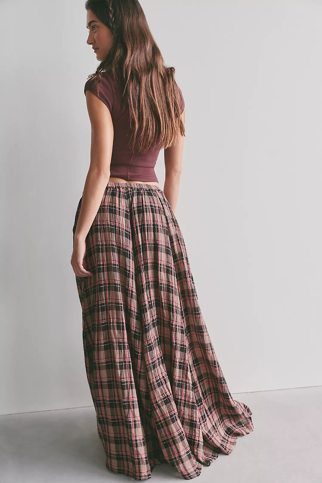 Free People Ives Plaid Maxi Skirt