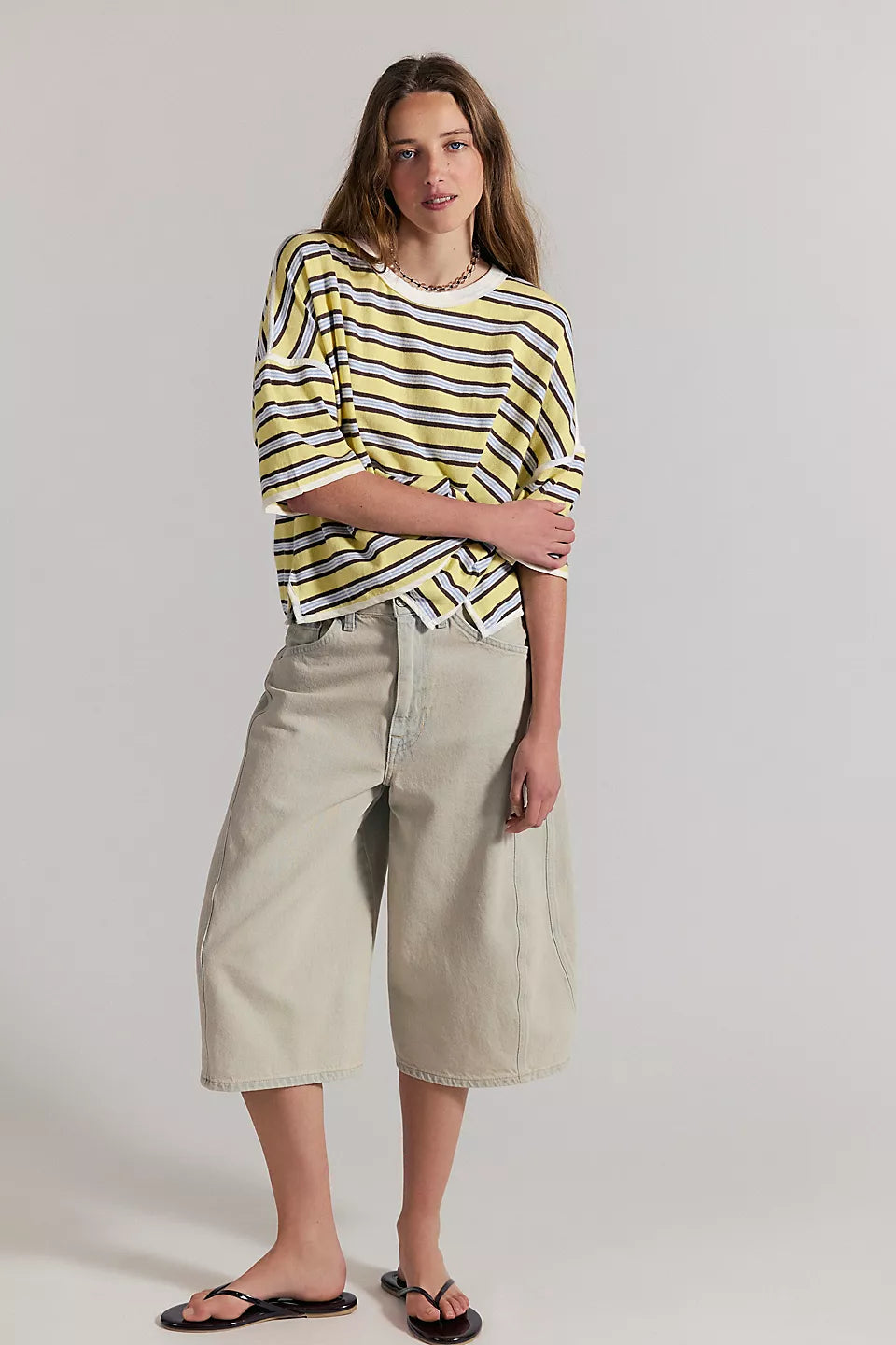 Free People We The Free Clean Rugby Tee - Striped Cropped T-Shirt