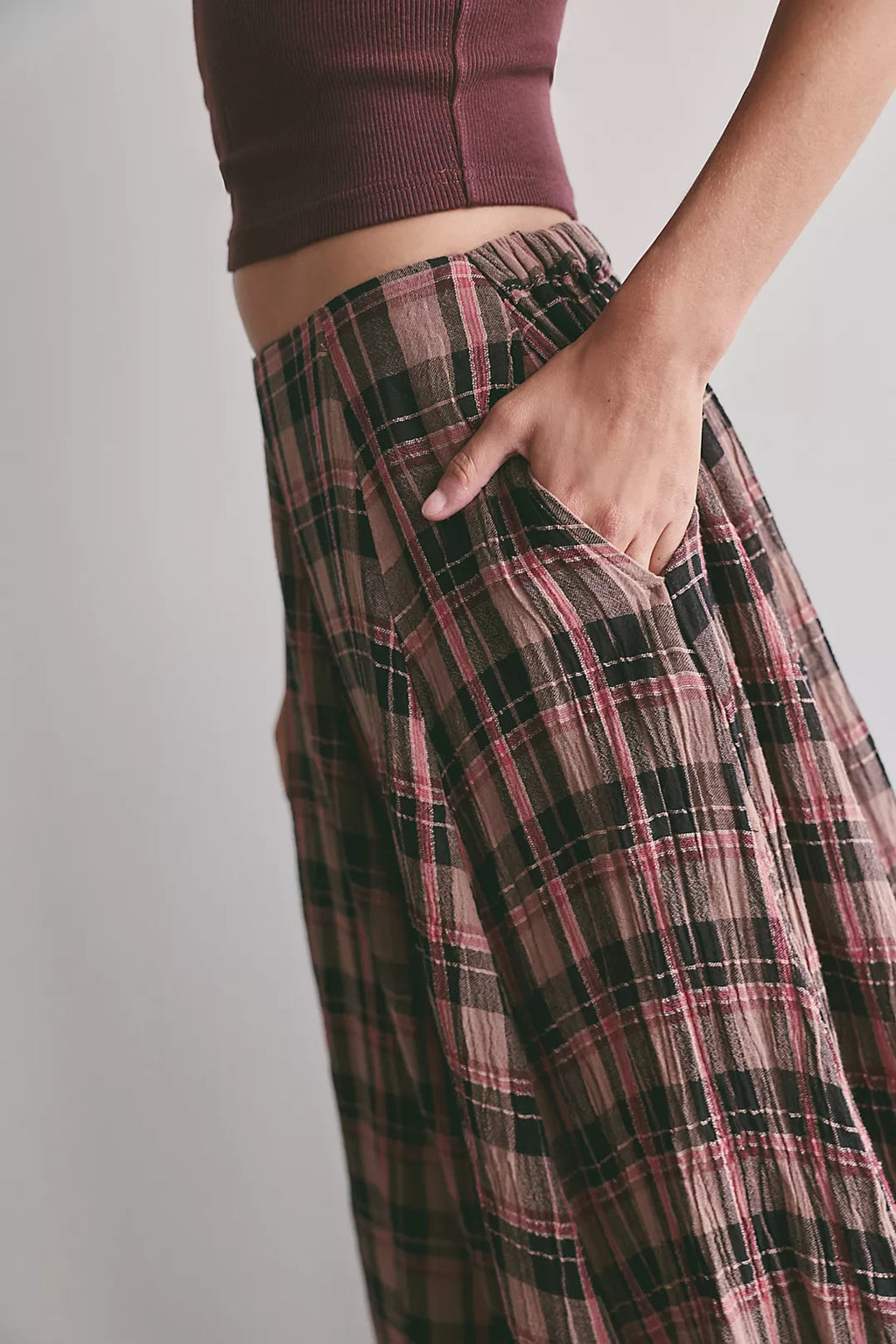 Free People Ives Plaid Maxi Skirt