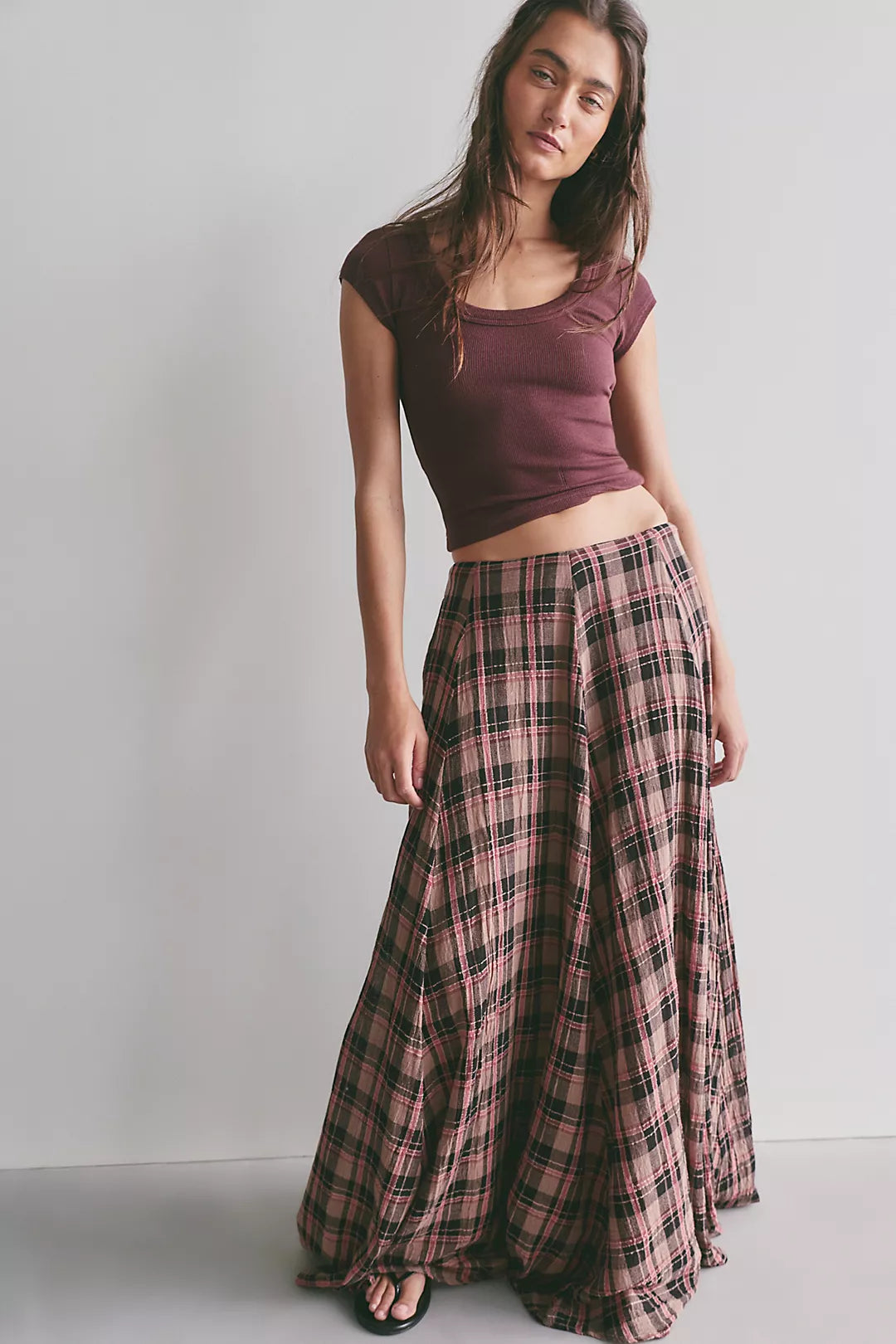 Free People Ives Plaid Maxi Skirt