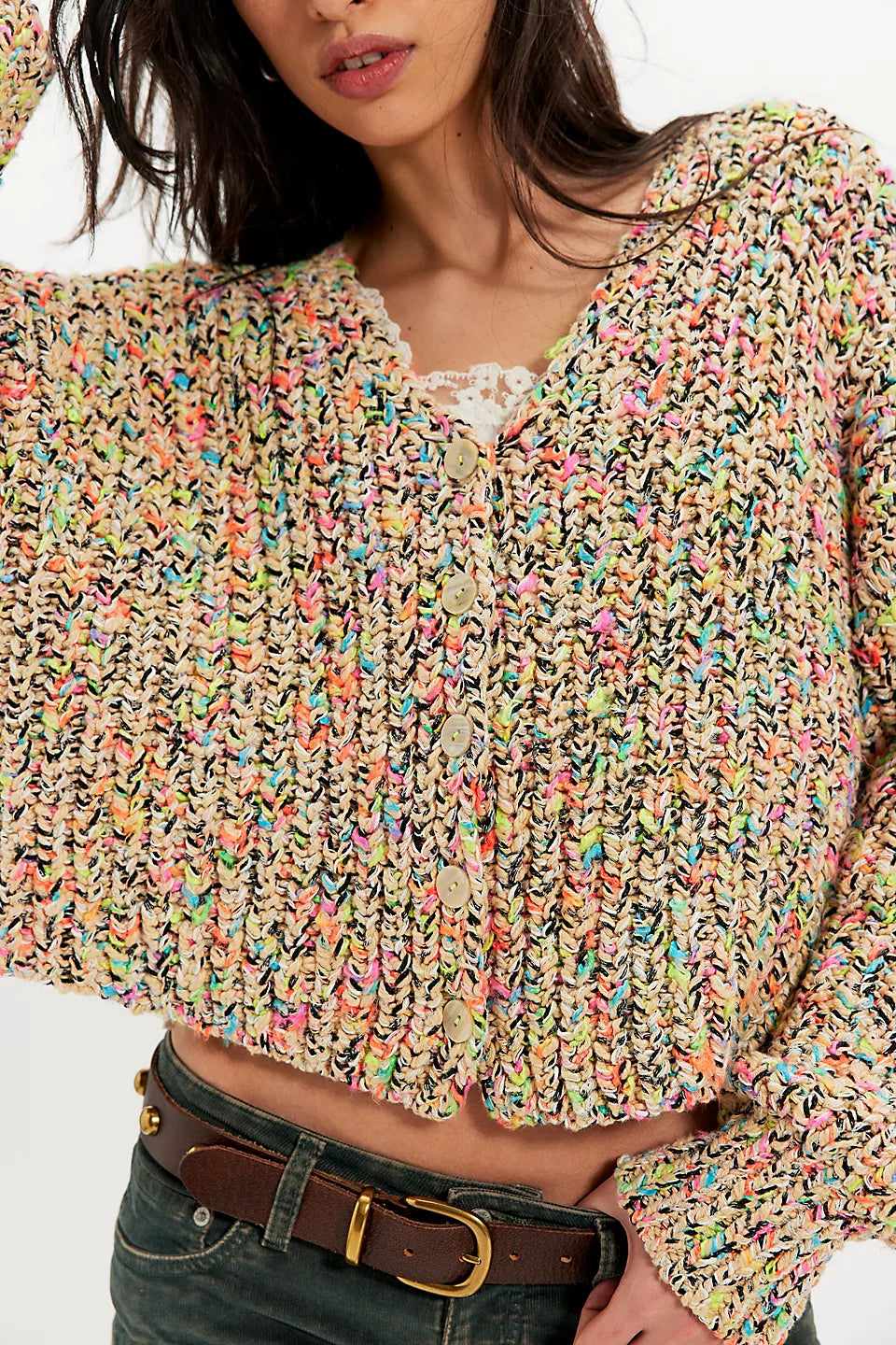 Multi-Colored Free People Flea Market Cardigan