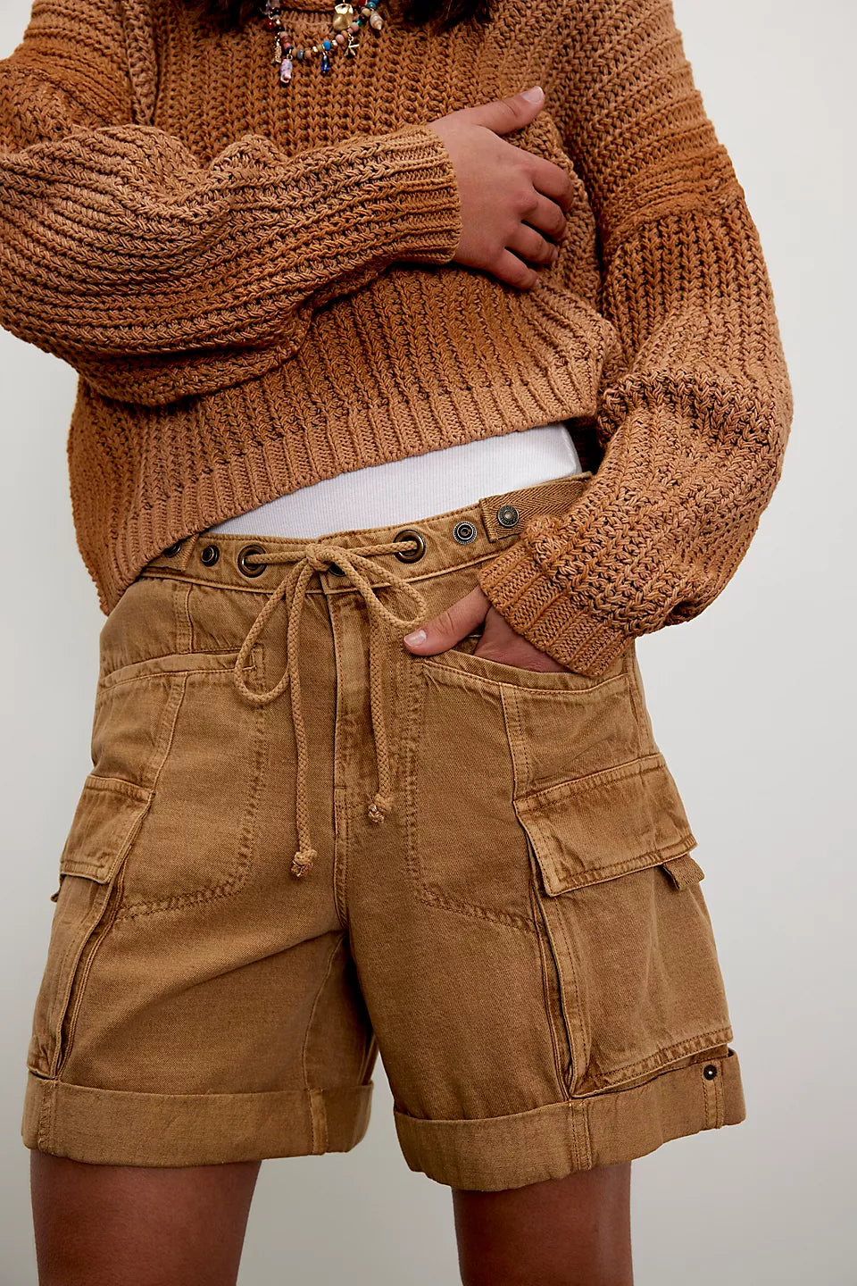 Frankie Washed Longline Cargo Shorts - Free People Relaxed Low-Rise Shorts