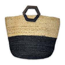 Florence Hand Bag - Jute Bag with Wood Handle