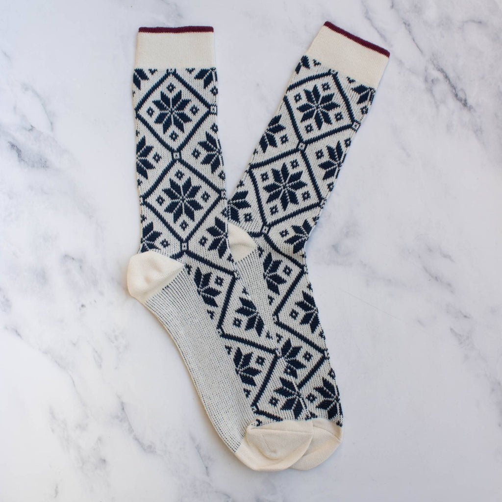 Men's Jacquard Winter Snowflakes Socks
