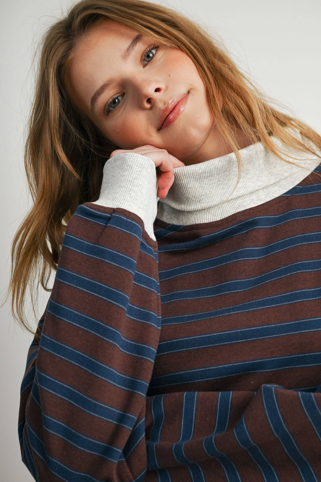 Striped Turtleneck Sweatshirt
