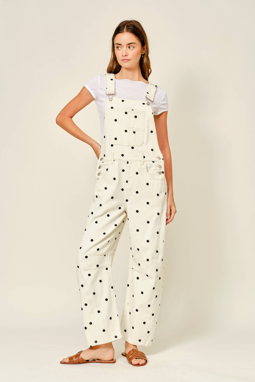 RELAX FIT POLKA DOT DENIM OVERALL