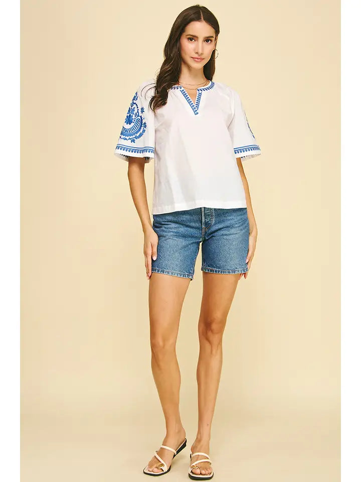 Bohemian Embroidered Blouse Top