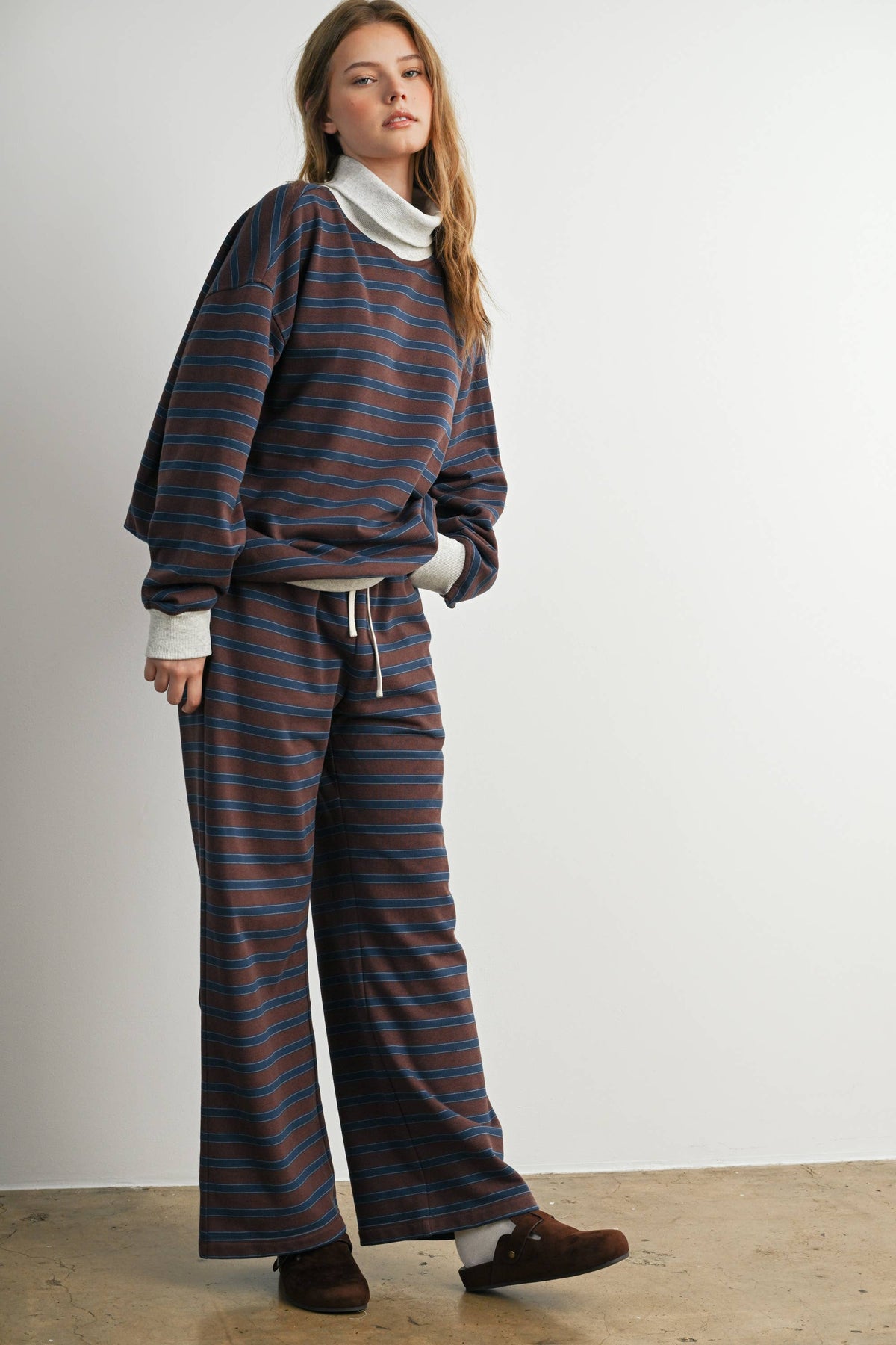 Striped Turtleneck Sweatshirt