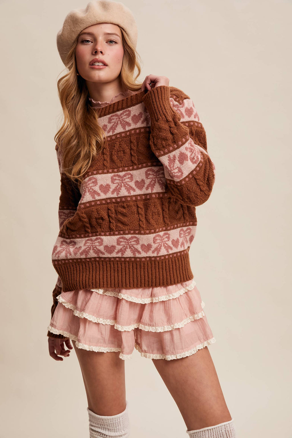 Bow & Heart Knit Pullover LSW1017