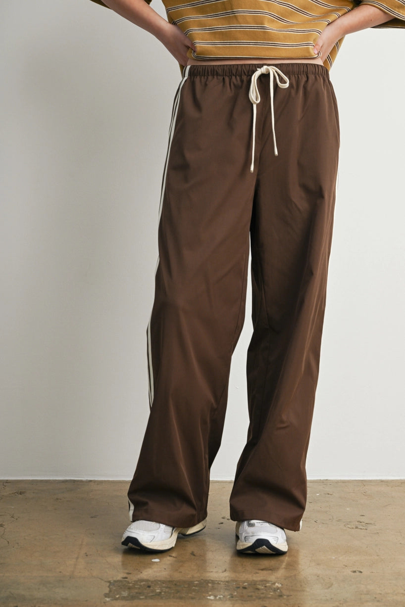Striped Drawstring Wide-Leg Pants
