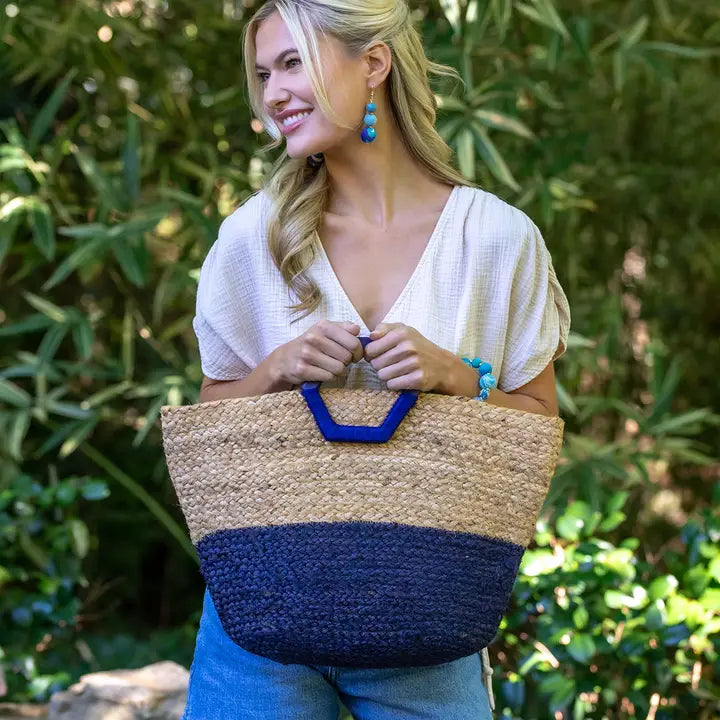 Florence Hand Bag - Jute Bag with Wood Handle