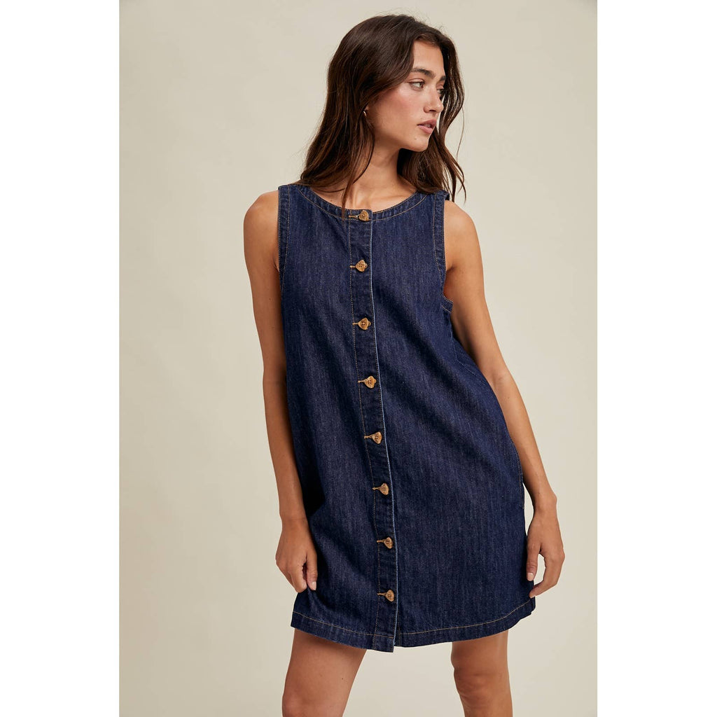 DENIM BUTTON-UP MINI DRESS / WL25-11576