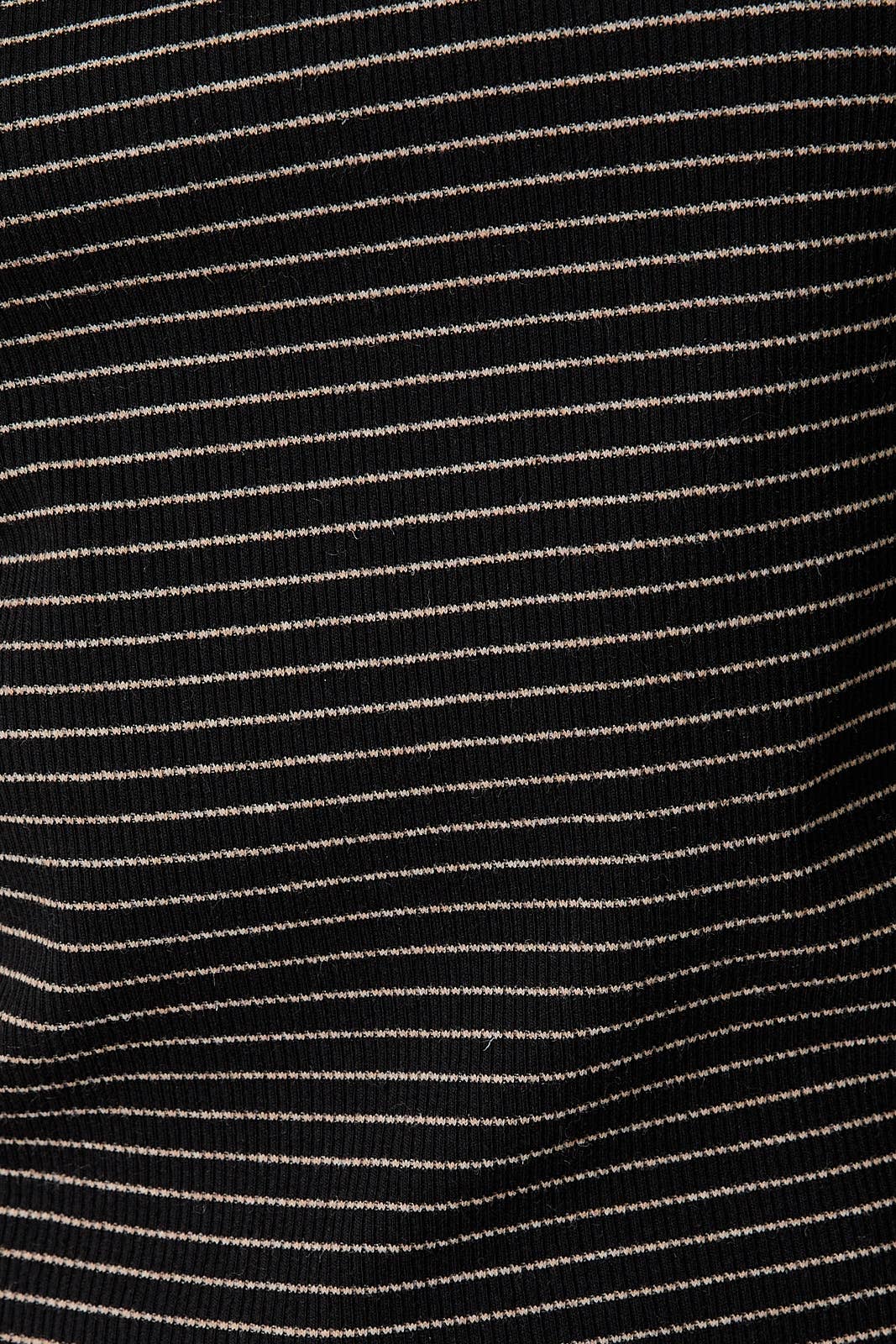 MOCK NECK RAGLAN LONG SLEEVE STRIPE KNIT TOP