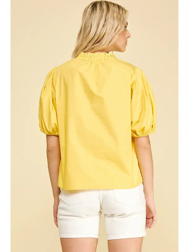 Short Sleeve V-Neck Woven Top - 4663T