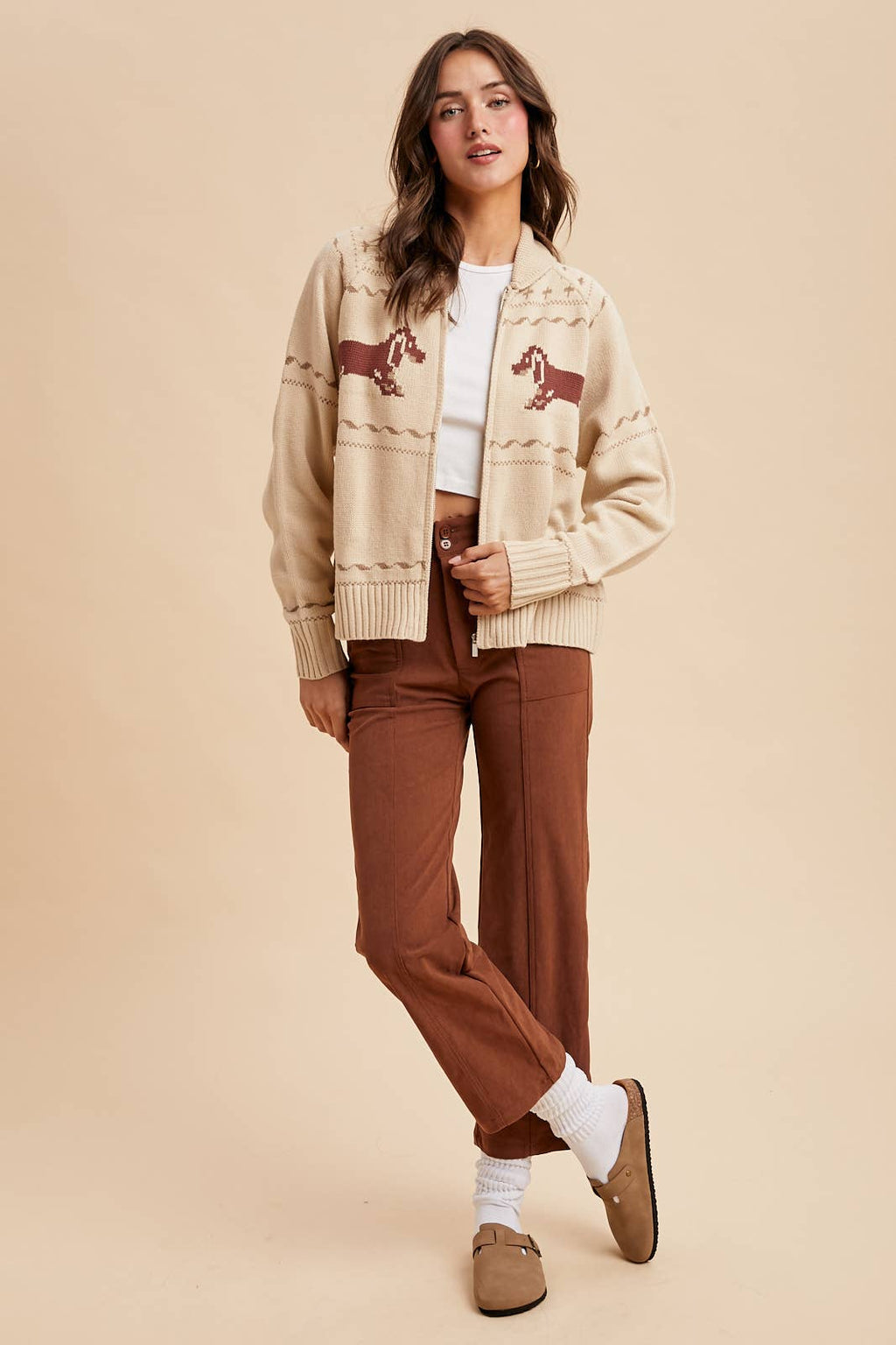 DACHSHUND ZIP UP CARDIGAN