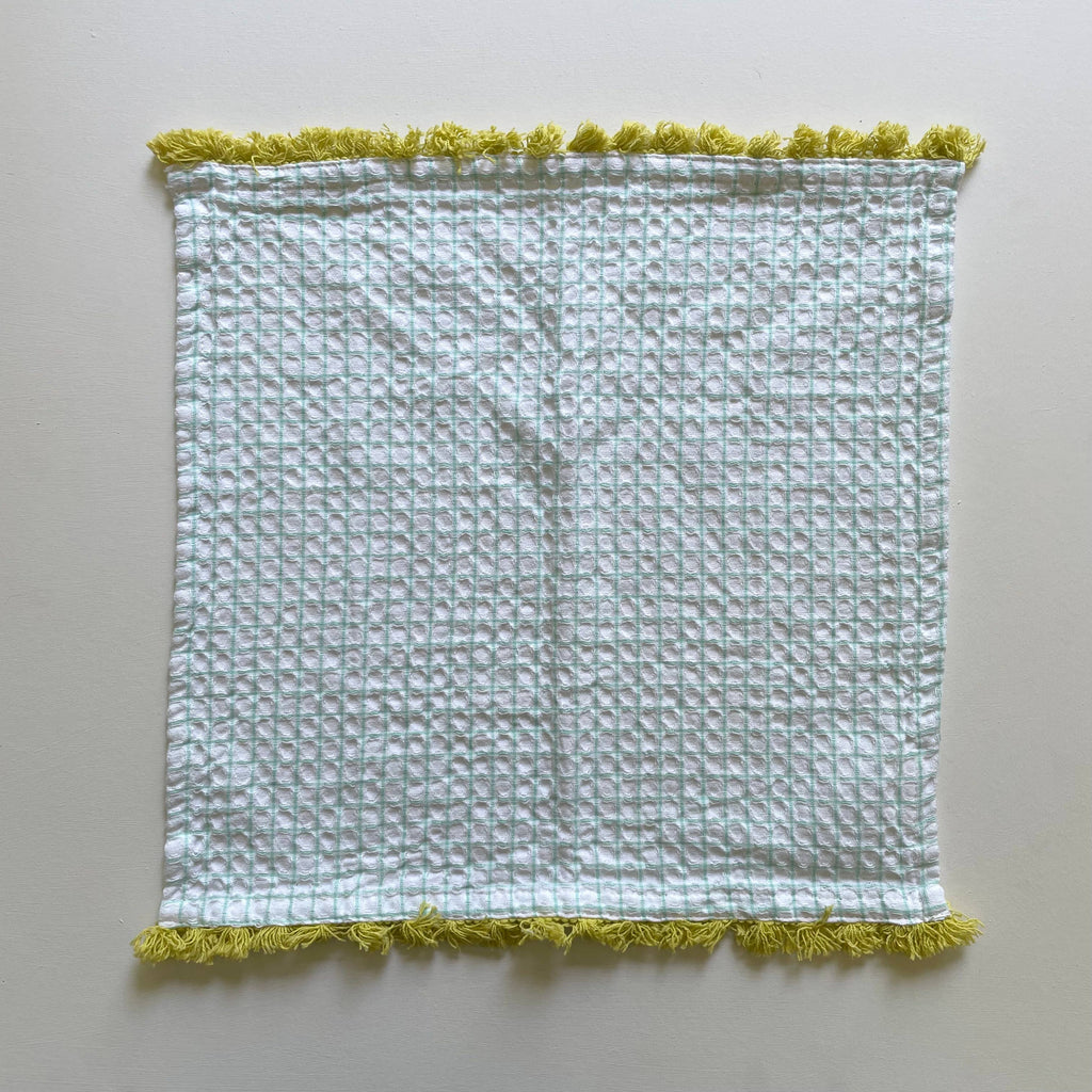100% cotton waffle square bright fringe kitchen dishcloth