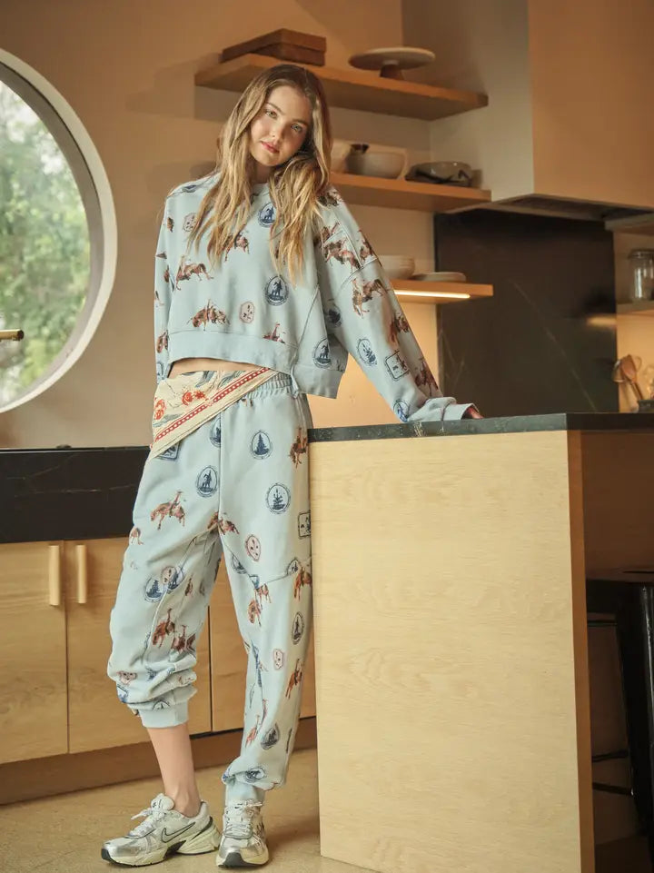 Equestrian Printed French Terry Jogger