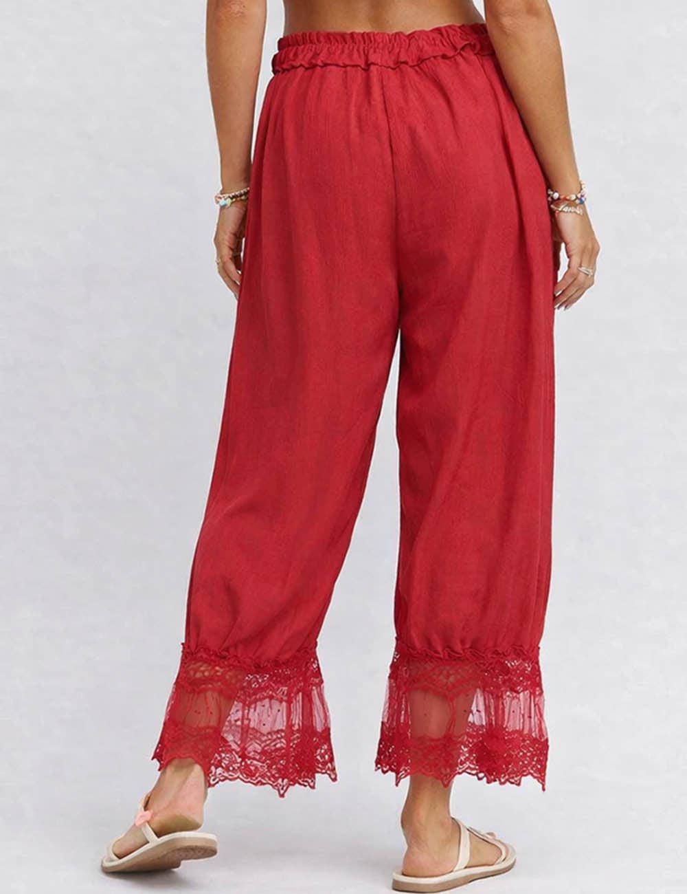 Lace String Tie Lantern Pants