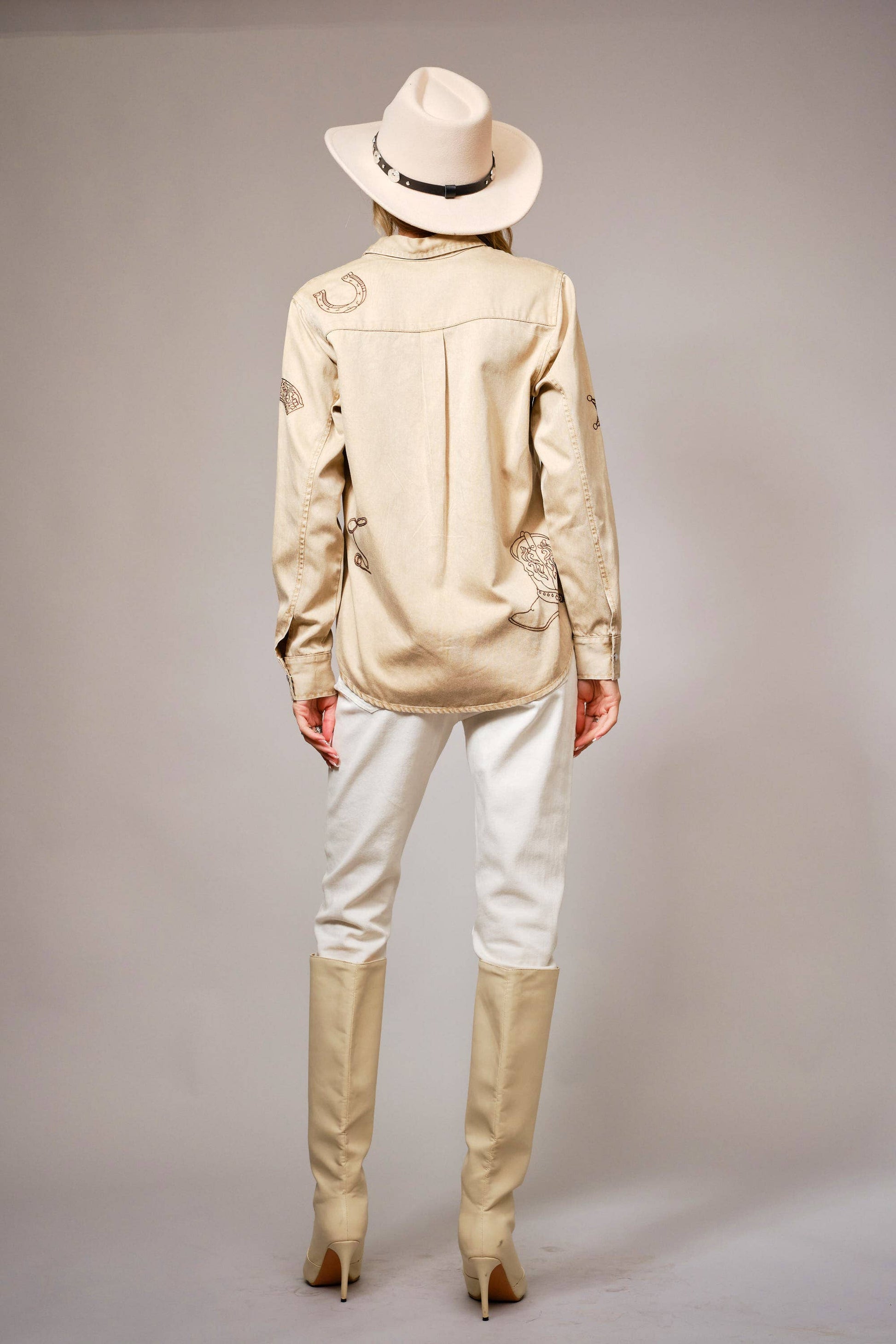 Embroidered Western Snap Button Shirt