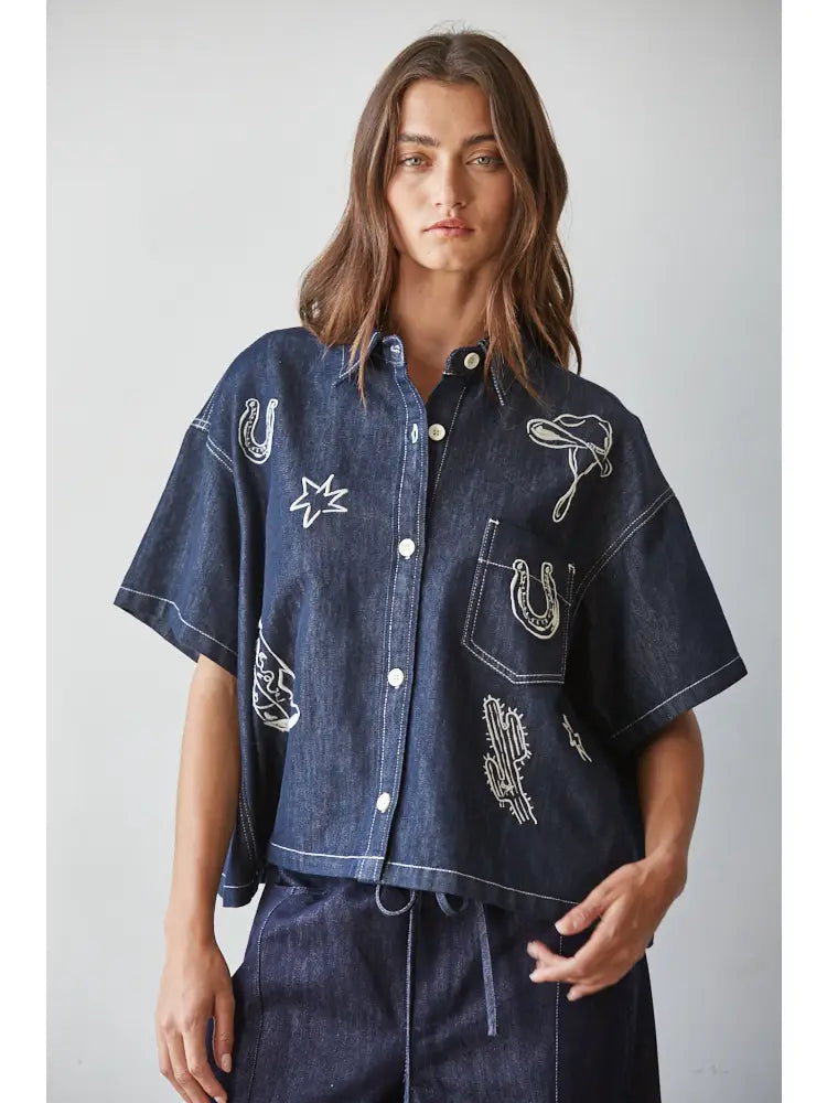 Dalston Embroidered Denim Shirt