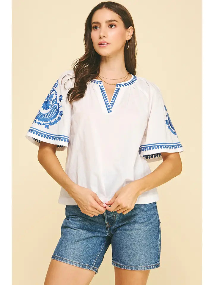 Bohemian Embroidered Blouse Top