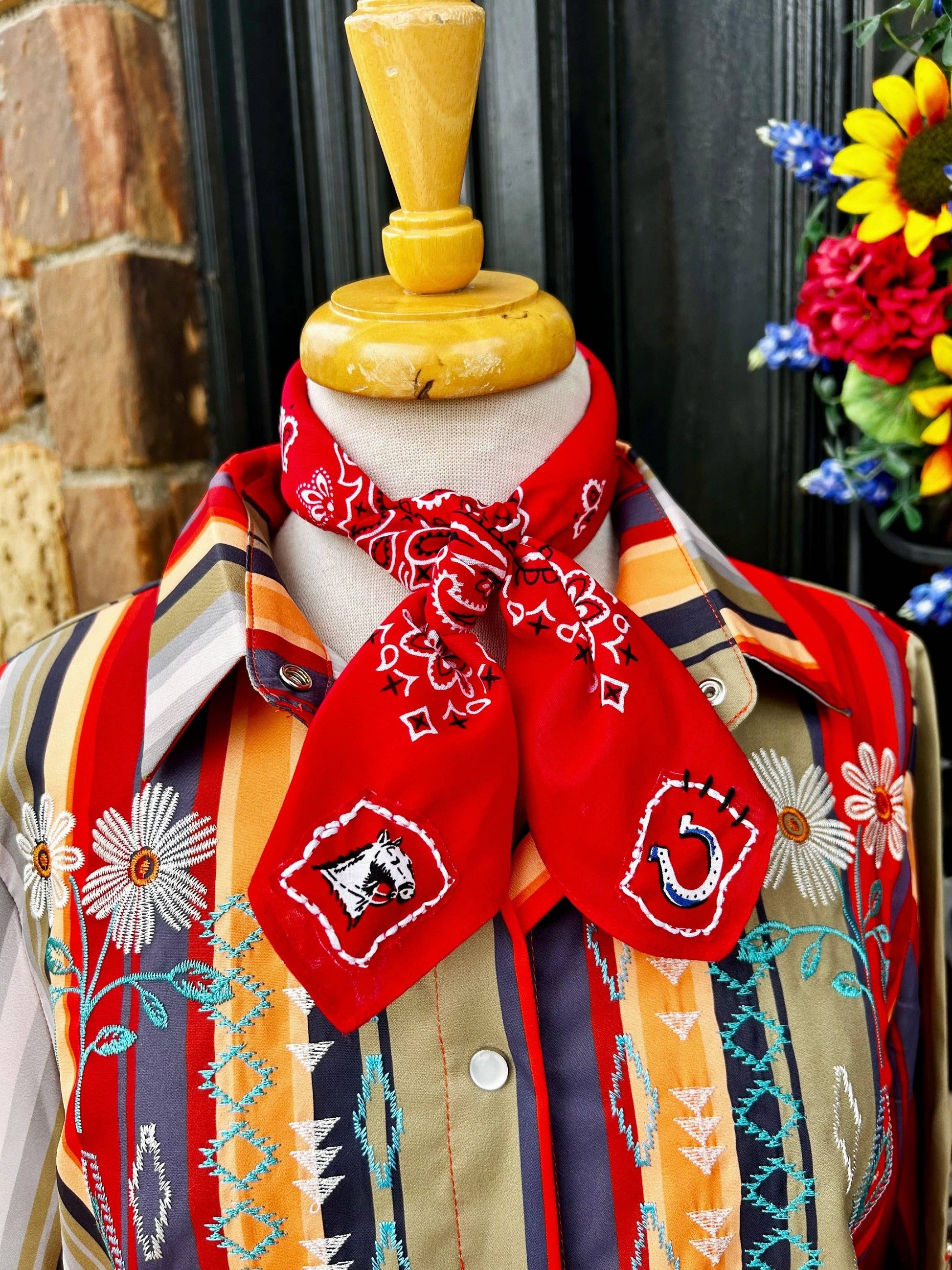 Happy Trail Embroidered Bandana