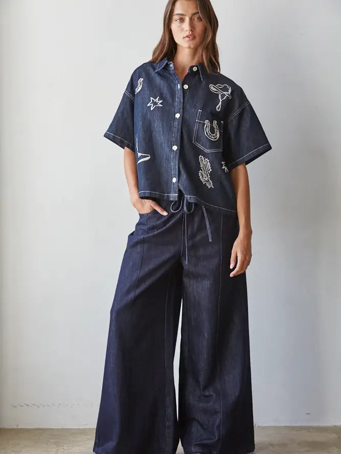 Dalston Embroidered Denim Shirt