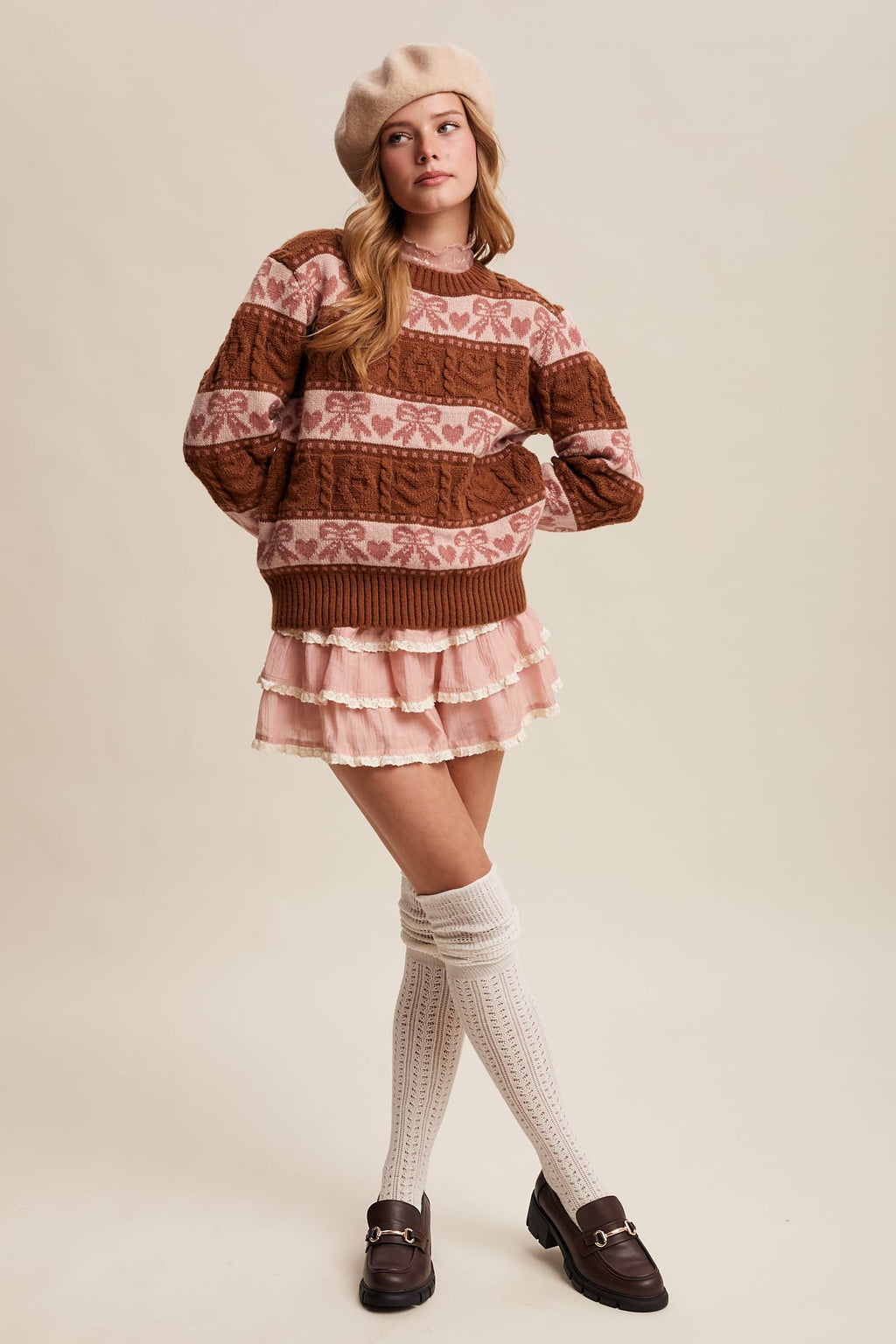 Bow & Heart Knit Pullover LSW1017