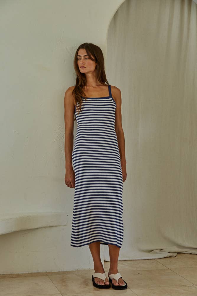 Knit Sweater Viscose Polyester Nylon Striped Dress