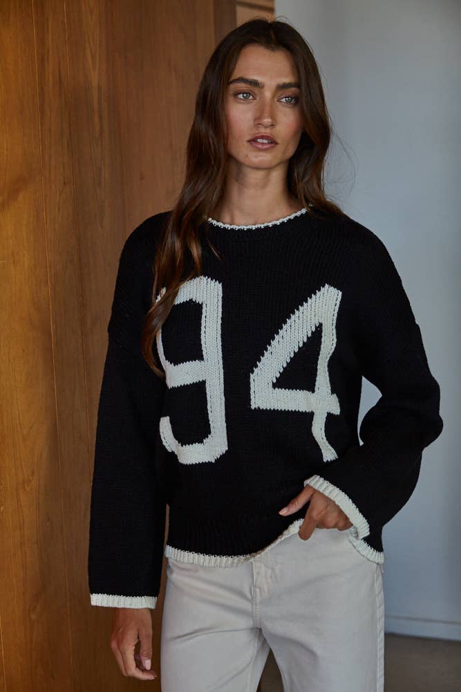 Knit Sweater Cotton Crew Neck Long Sleeve Pullover