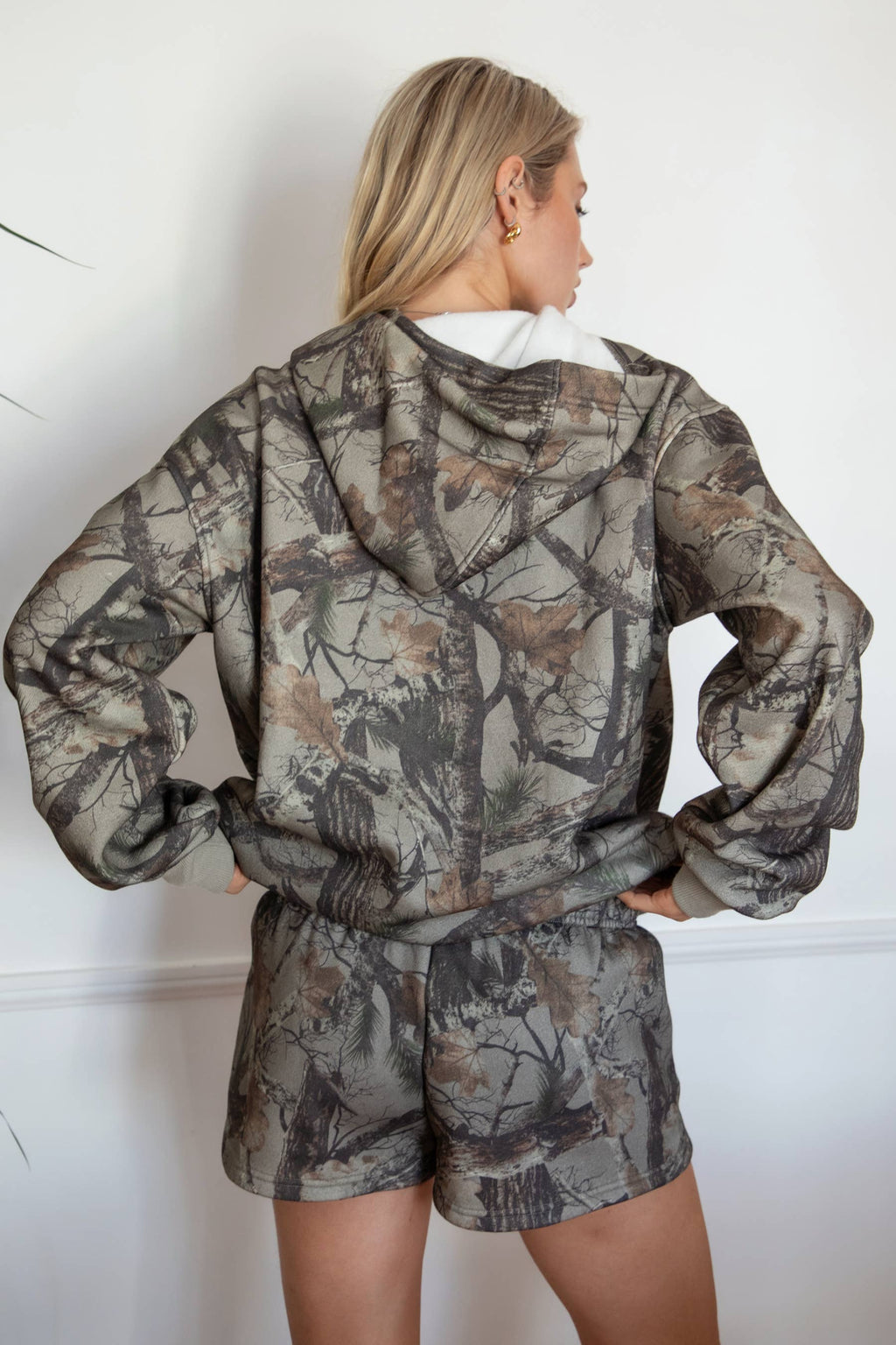 ELK Woodland Camo Fleece Kangaroo Pocket Oversized Hoodie