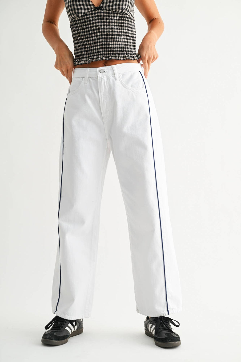 White Barrel Jean - High-Rise Wide Leg Curved Denim