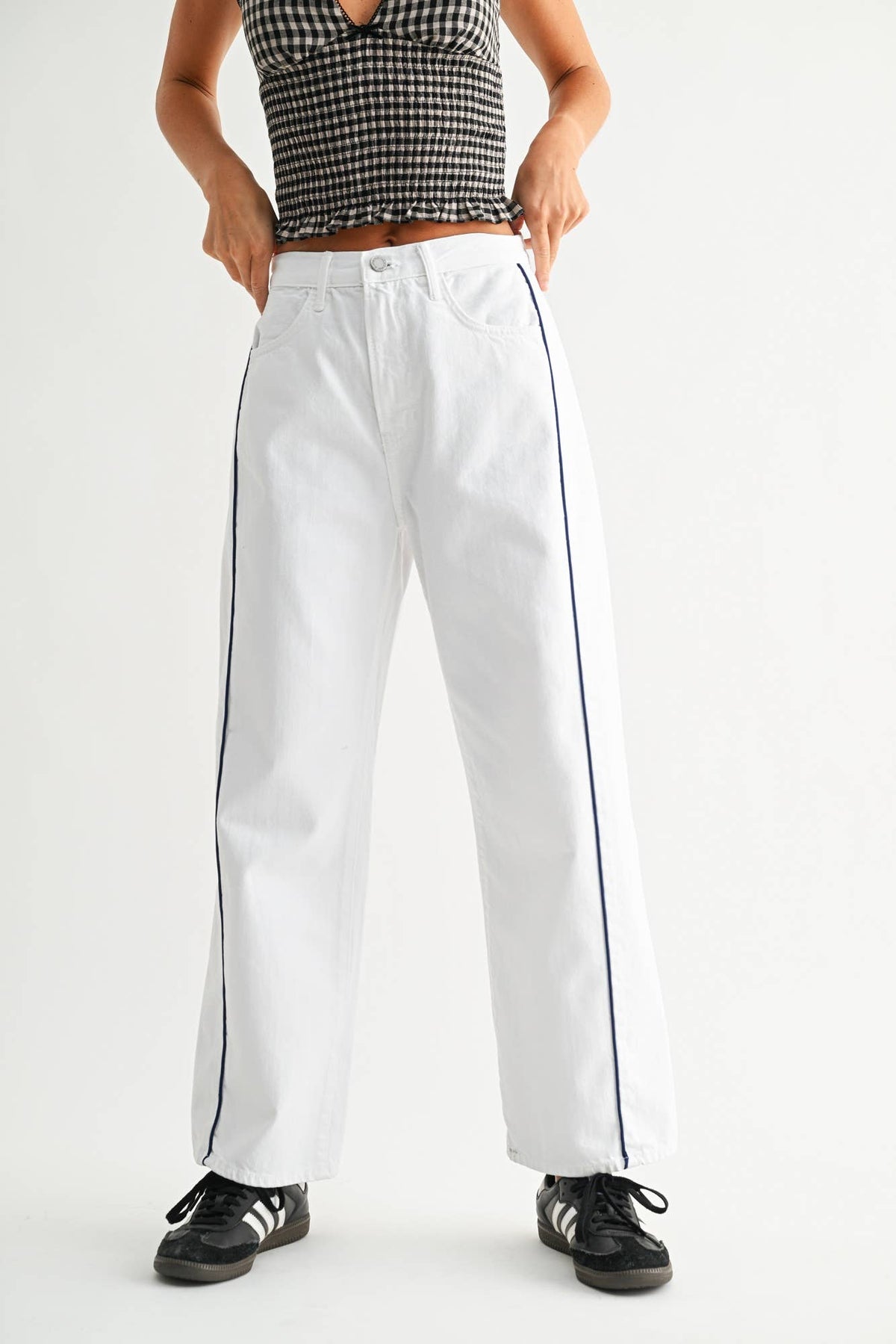 White Barrel Jean - High-Rise Wide Leg Curved Denim