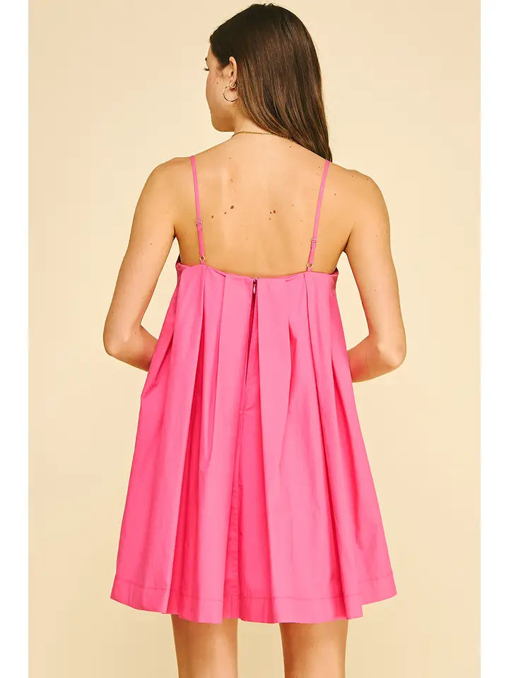 pink flowy mini dress PINCH Ruched Button Down Mini Dress
