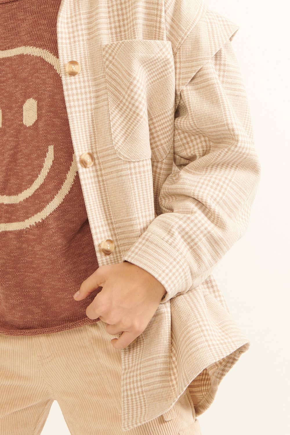 Plaid Collar Neck Button Front Long Sleeve Shacket