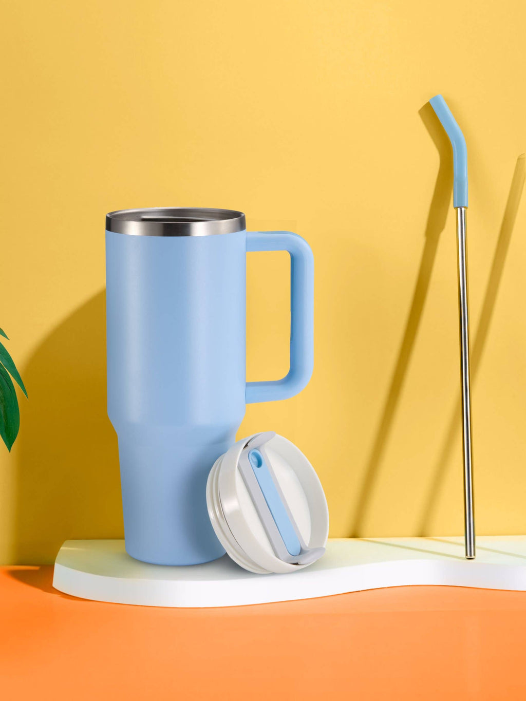 Kook Stainless Steel Tumbler, with Straw and Handle, 40 oz