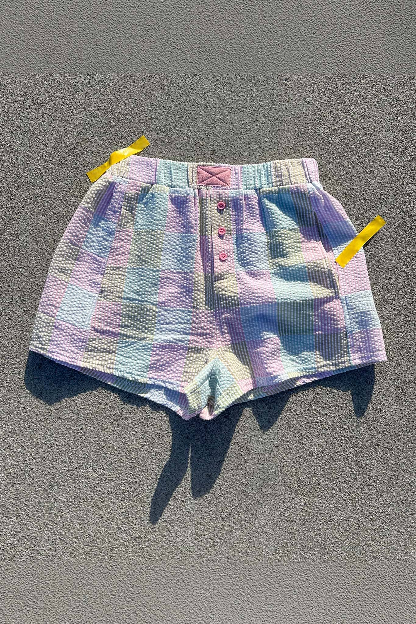 Striped & Checker Boxer Shorts- GREEN /PINK/BLUE COMBO