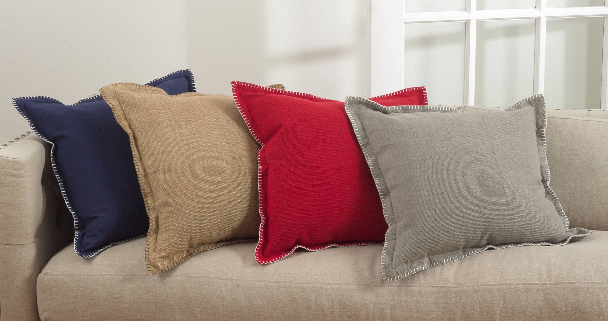 Whip Stitched Flange Pillow - Down Filled