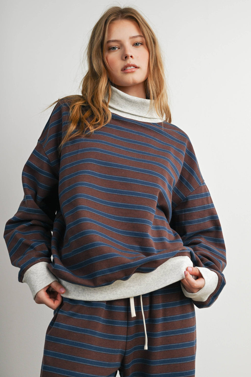 Striped Turtleneck Sweatshirt
