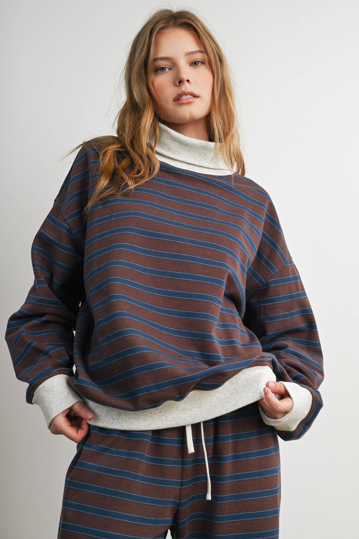 Striped Turtleneck Sweatshirt