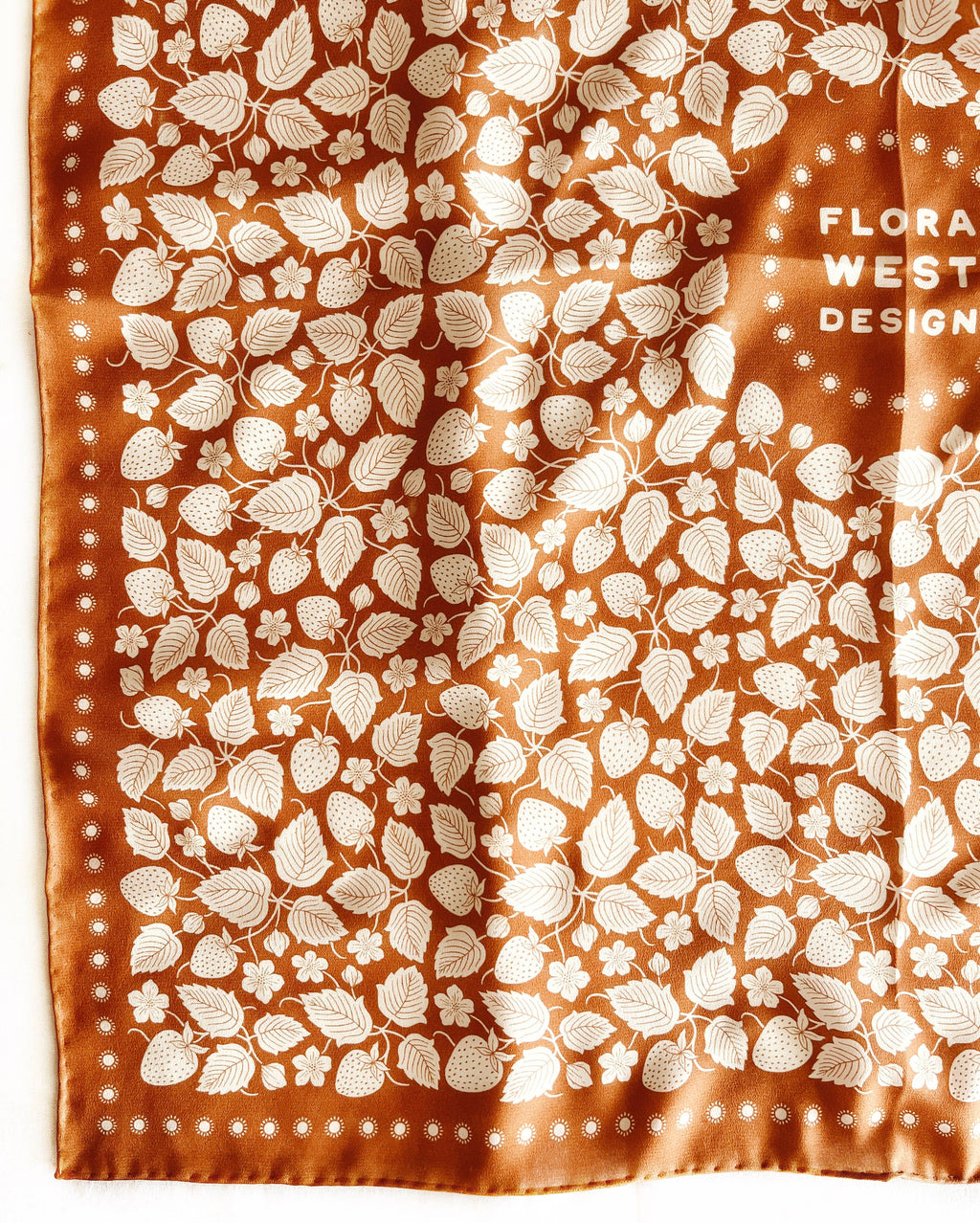 100% Silk Bandana Scarf Strawberry Patch Western Style