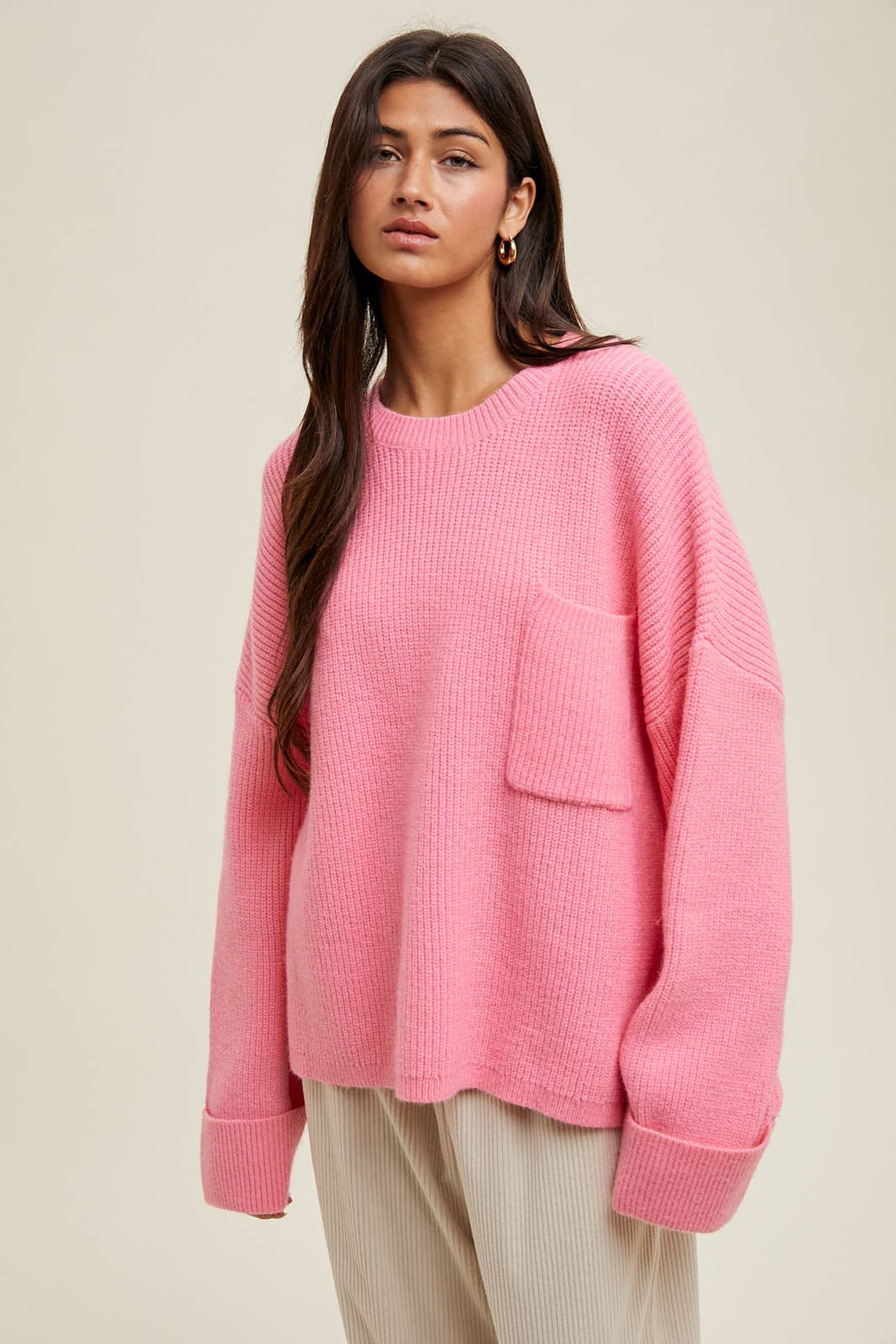 OVERSIZED DROP SHOULDER KNIT SWEATER