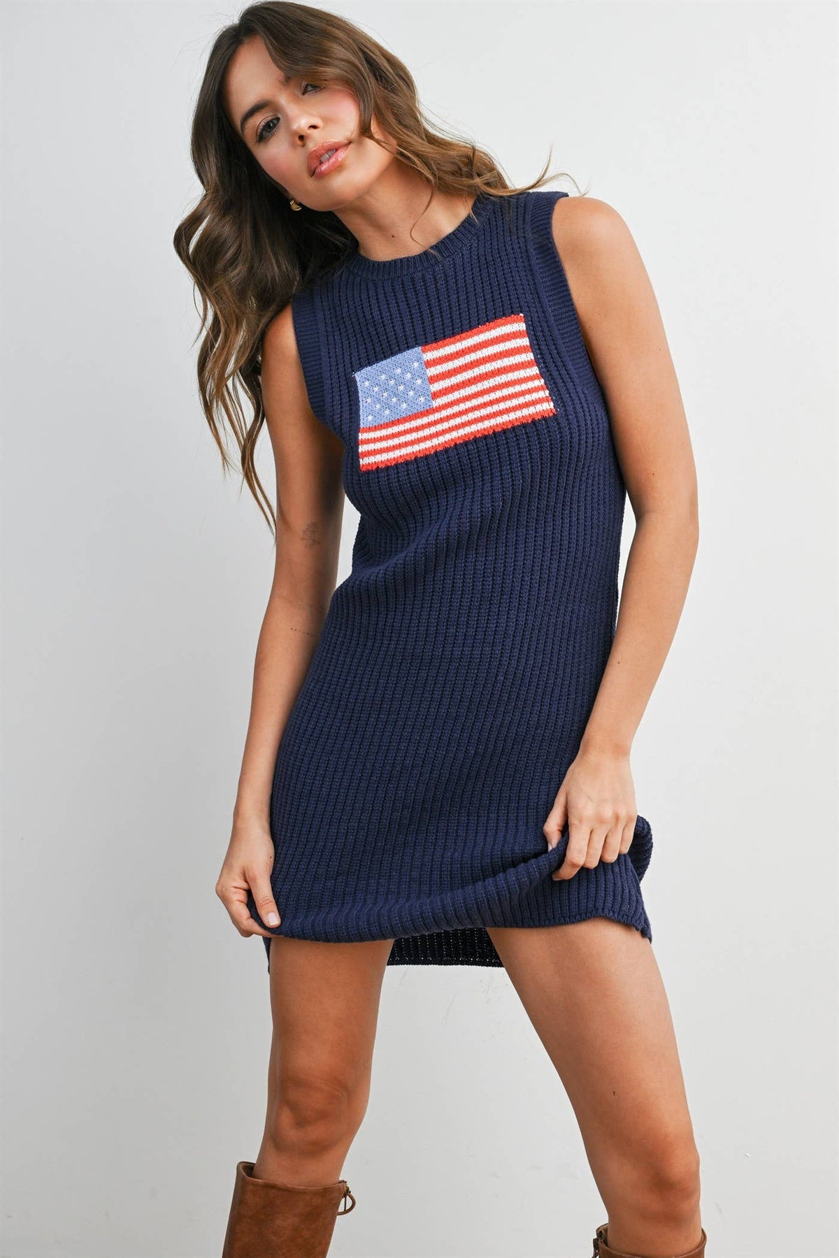 American Flag Graphic Sleeveless Knit Dress