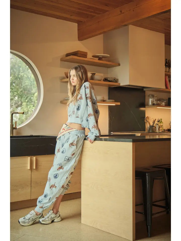 Equestrian Printed French Terry Jogger