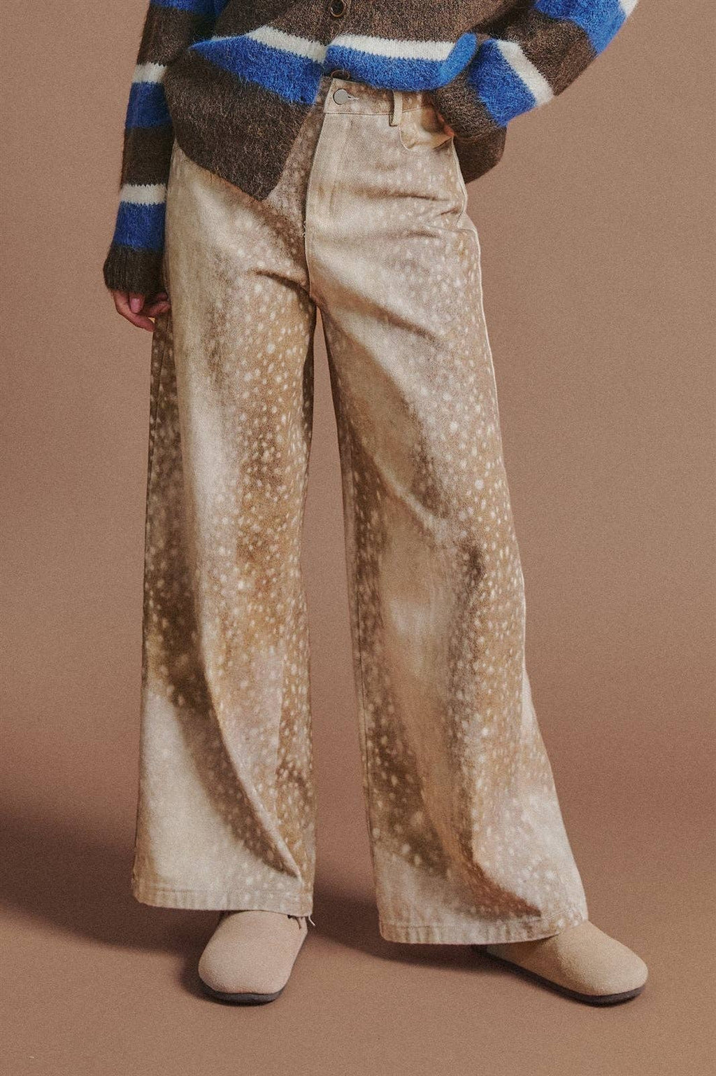 Deer Spot Wide Leg Twill Pants